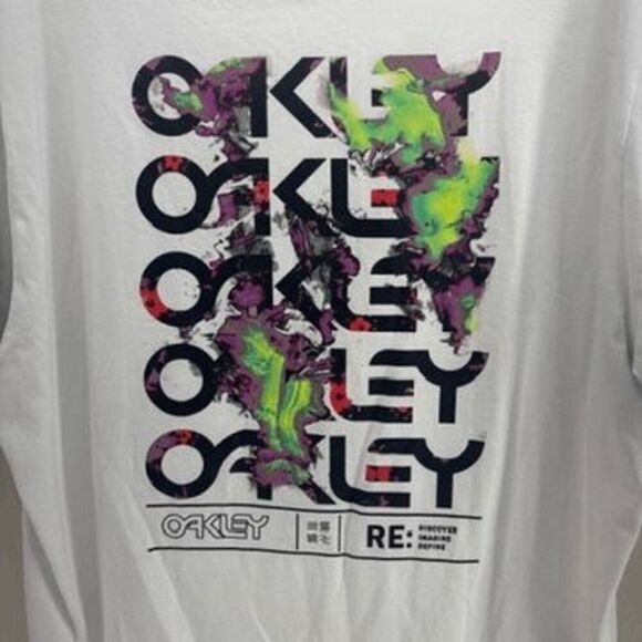 Oakley Standard Wynwood Bark Rc White Tee Shirt Mens XL EUC - Picture 1 of 4